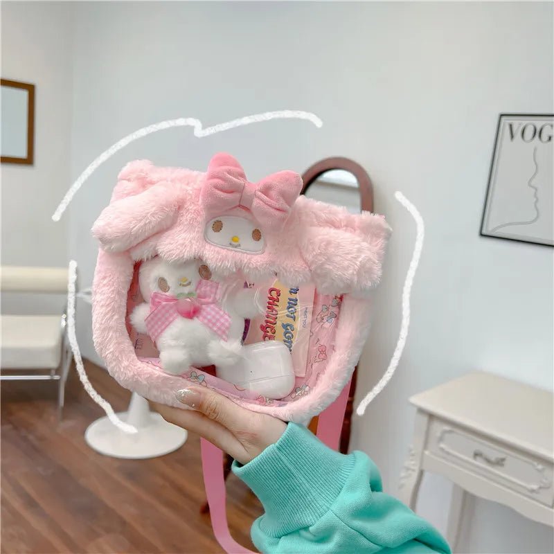 Kawaiimi - tote bags & hand bags for girls and kids - Fluffy Sanrio Plush Crossbody Bag - 8