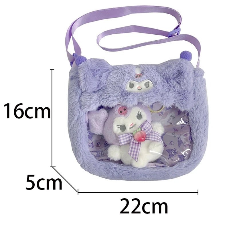 Kawaiimi - tote bags & hand bags for girls and kids - Fluffy Sanrio Plush Crossbody Bag - 17