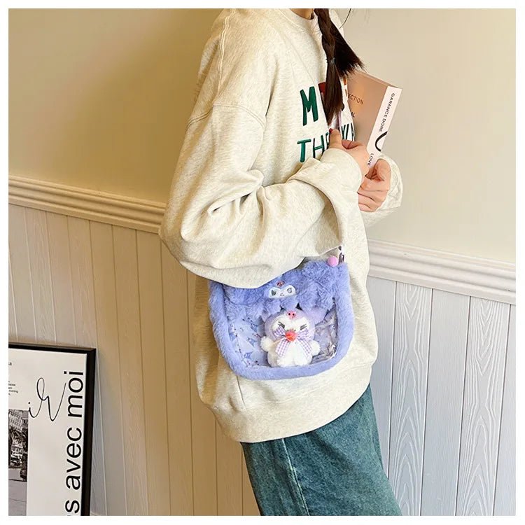 Kawaiimi - tote bags & hand bags for girls and kids - Fluffy Sanrio Plush Crossbody Bag - 9