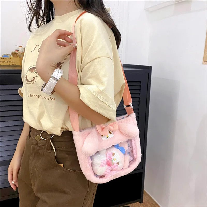 Kawaiimi - tote bags & hand bags for girls and kids - Fluffy Sanrio Plush Crossbody Bag - 11