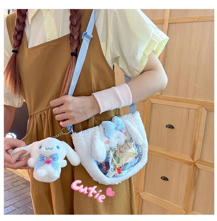 Kawaiimi - tote bags & hand bags for girls and kids - Fluffy Sanrio Plush Crossbody Bag - 3