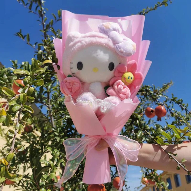 Kawaiimi - plush flowers for romantic dinner - Hello Kitty Peony Plush Bouquet - 1