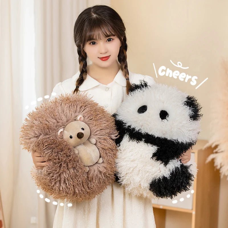 Kawaiimi - cute soft plush toys for children - Kawaii Fuzzy Hedgehog & Panda Plushie - 2