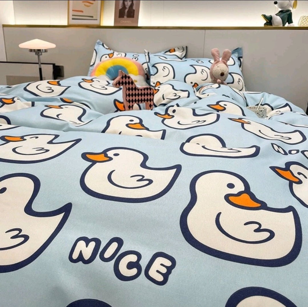 Kawaiimi - duvet covers sheets & pillow slips - Quackie Blue Bedding Set - 7