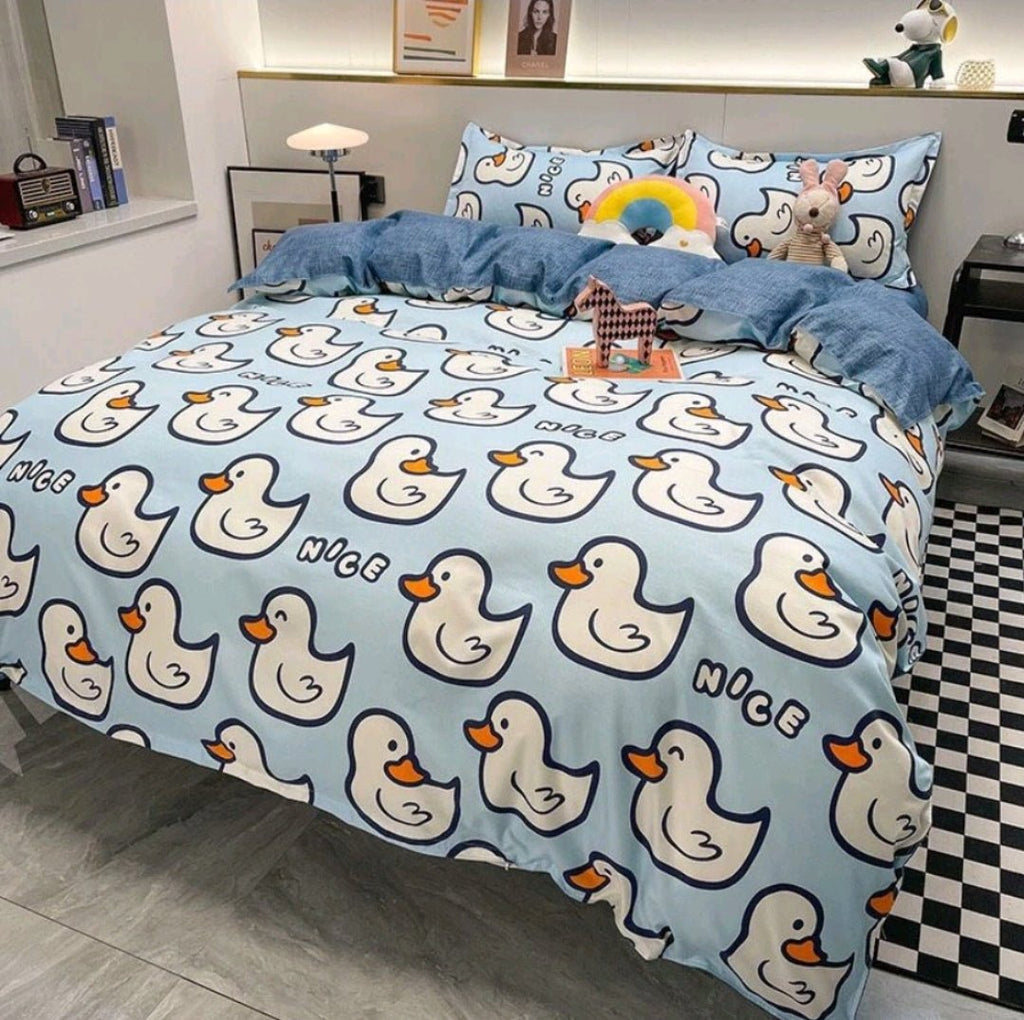 Kawaiimi - duvet covers sheets & pillow slips - Quackie Blue Bedding Set - 2