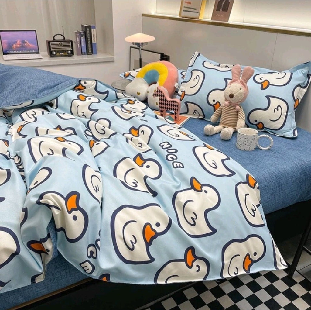 Kawaiimi - duvet covers sheets & pillow slips - Quackie Blue Bedding Set - 6