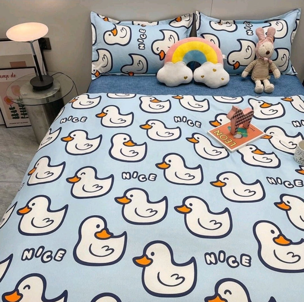 Kawaiimi - duvet covers sheets & pillow slips - Quackie Blue Bedding Set - 8