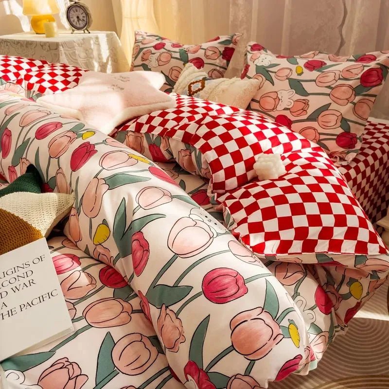 Kawaiimi - bedsheets for kids - Tulip Bunny Oasis Bedding Set - 2