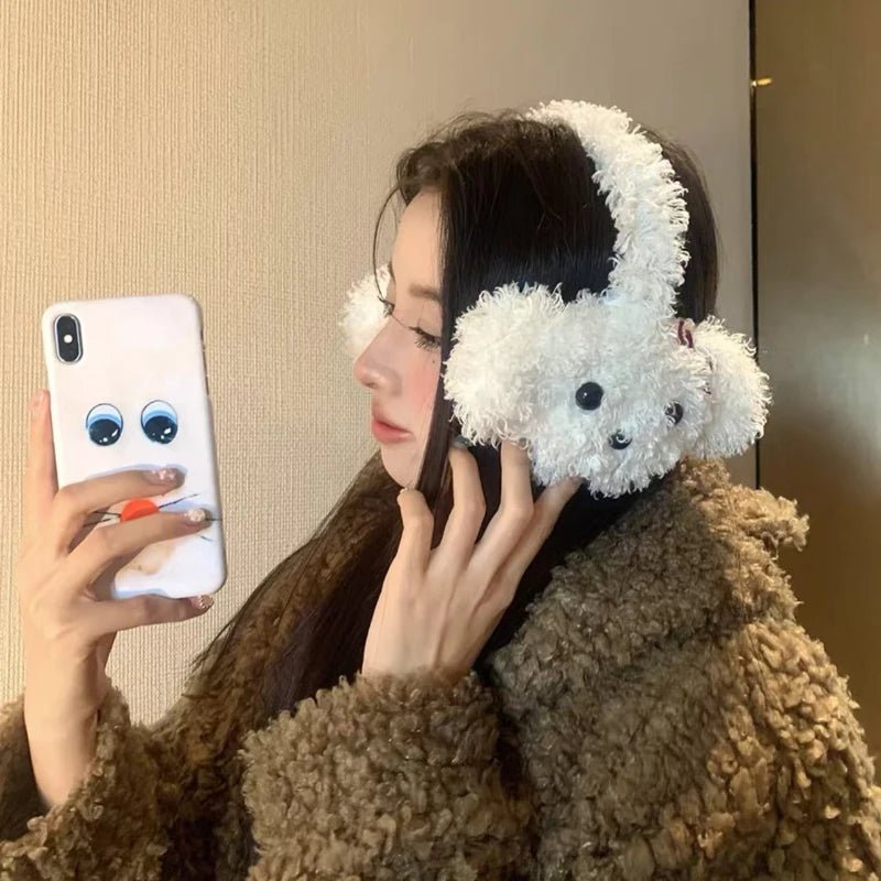 Kawaiimi - winter fur headwear - Winter Fuzzy Puppy Earmuffs - 3