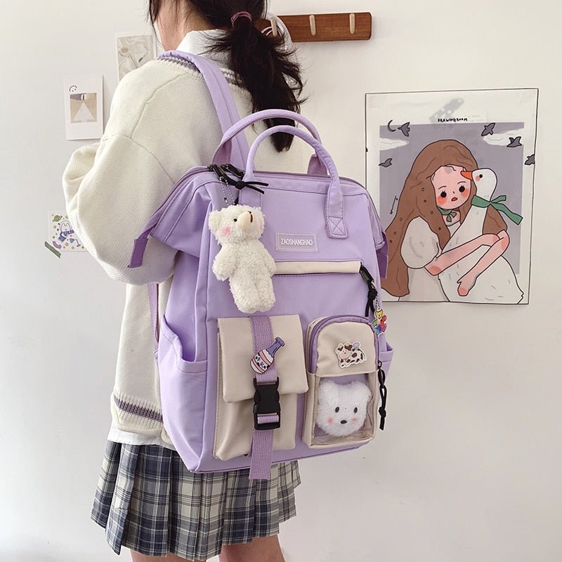 Kawaiimi - apparel and accessories - Beary Kawaii Backpack with Teddy Pendant - 2