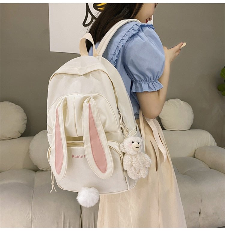 Kawaiimi - apparel and accessories - Bunbun Rabbit Backpack with Teddy Pendant - 11