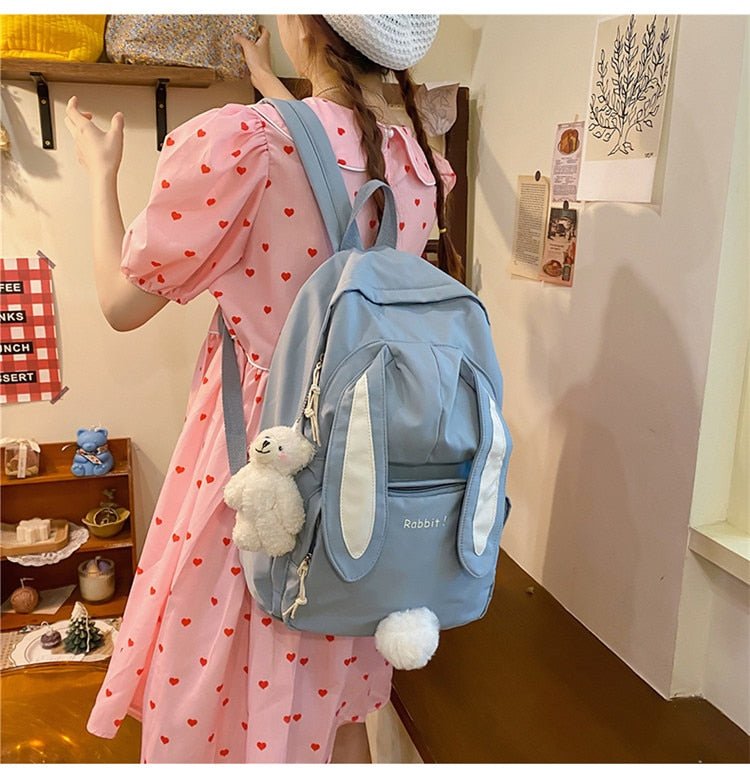 Kawaiimi - apparel and accessories - Bunbun Rabbit Backpack with Teddy Pendant - 12