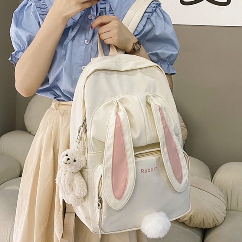 Kawaiimi - apparel and accessories - Bunbun Rabbit Backpack with Teddy Pendant - 5