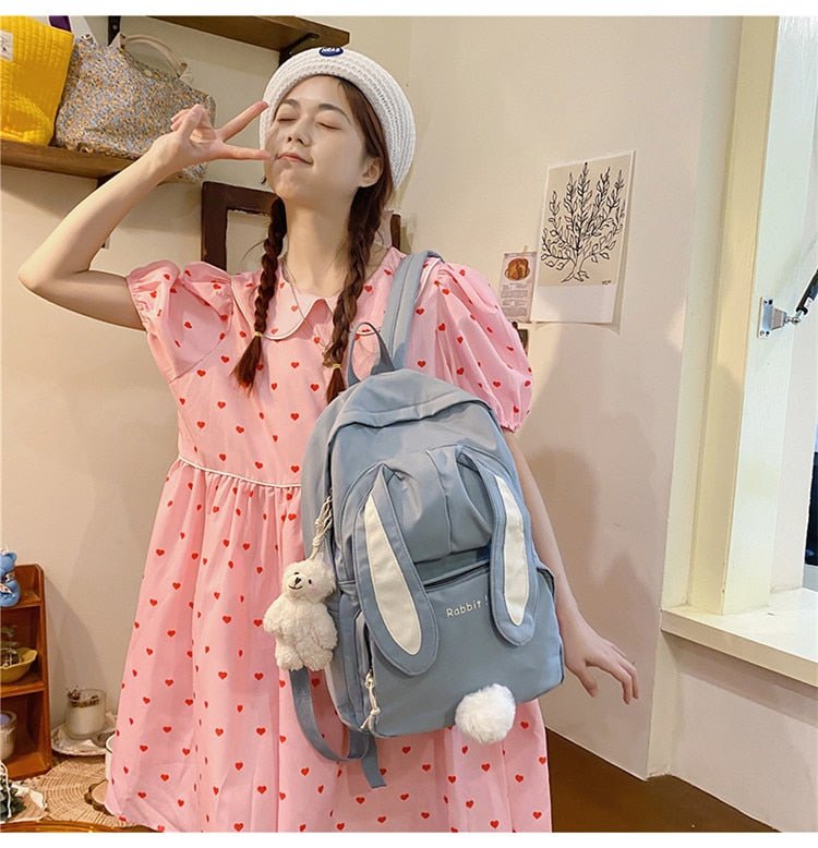 Kawaiimi - apparel and accessories - Bunbun Rabbit Backpack with Teddy Pendant - 13
