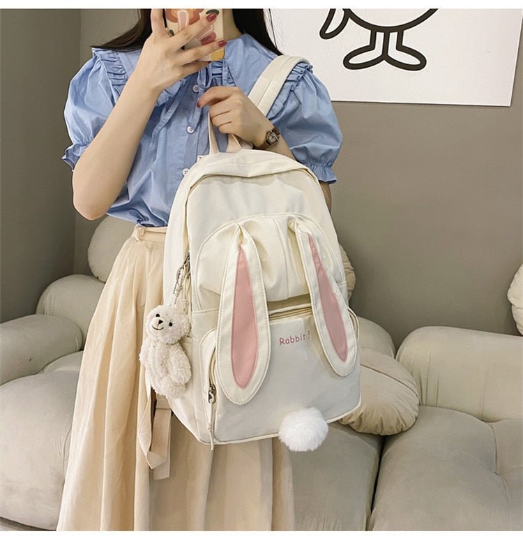 Kawaiimi - apparel and accessories - Bunbun Rabbit Backpack with Teddy Pendant - 10