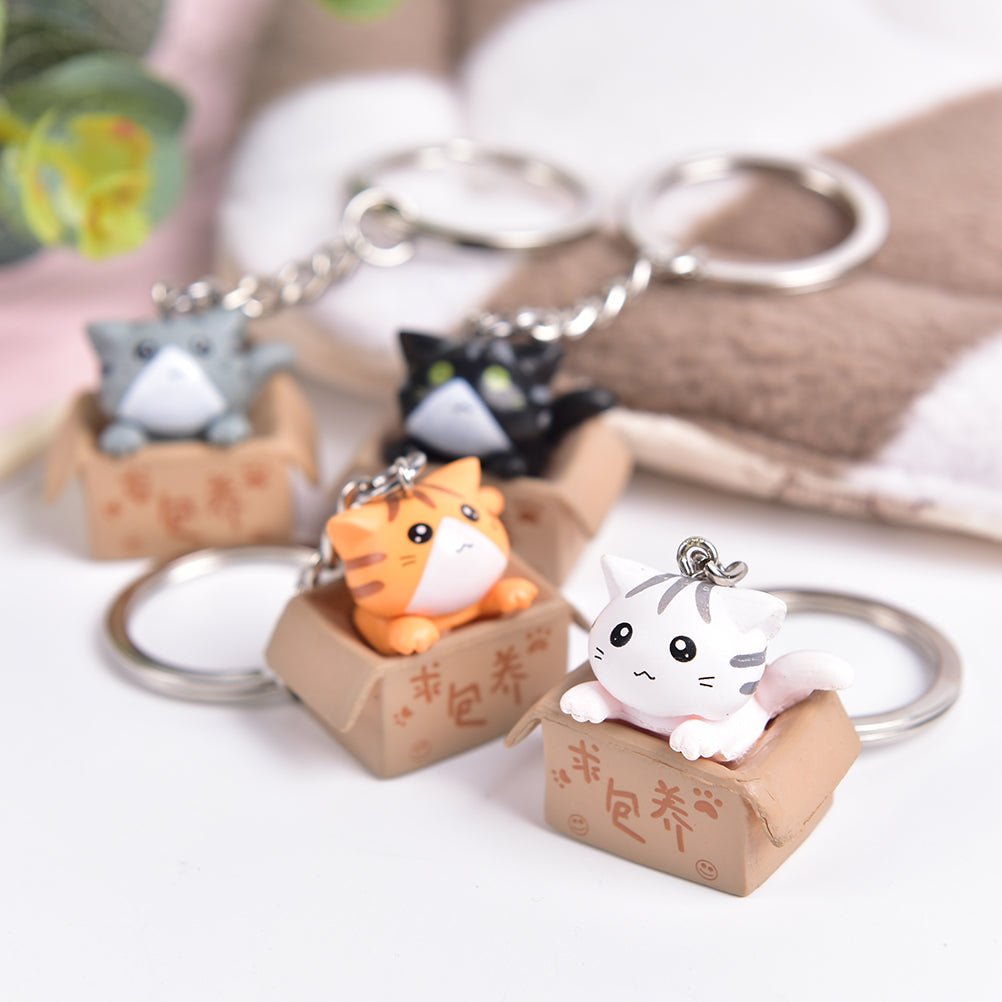 Kawaiimi - accessories, keyholders & bag charms - Cat in Box Keychains - 1