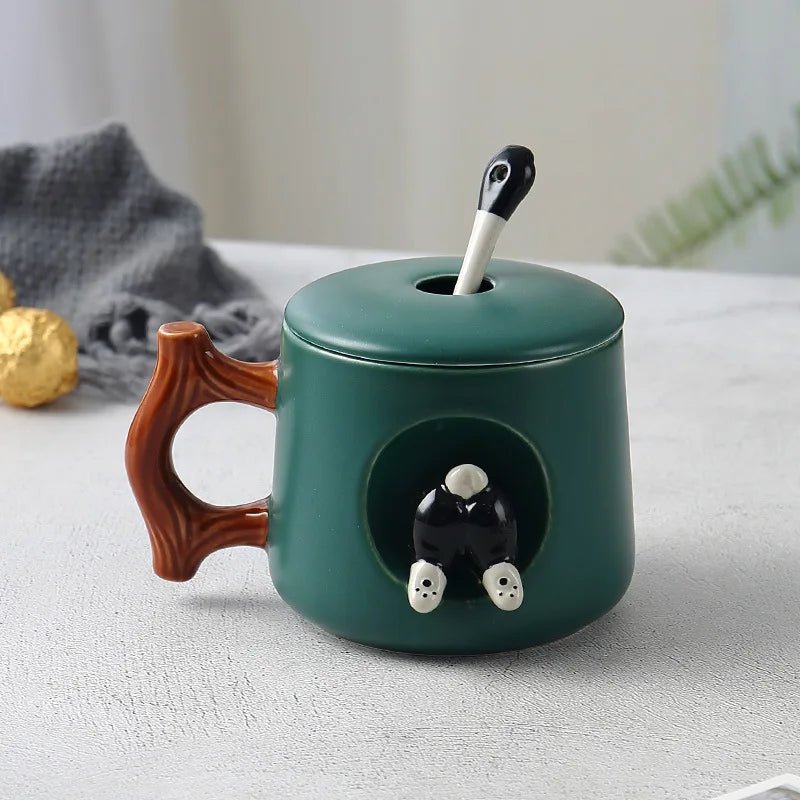 Kawaiimi - home & living - Cheeky Husky Mug with Cute Lid & Tea Spoon - 12