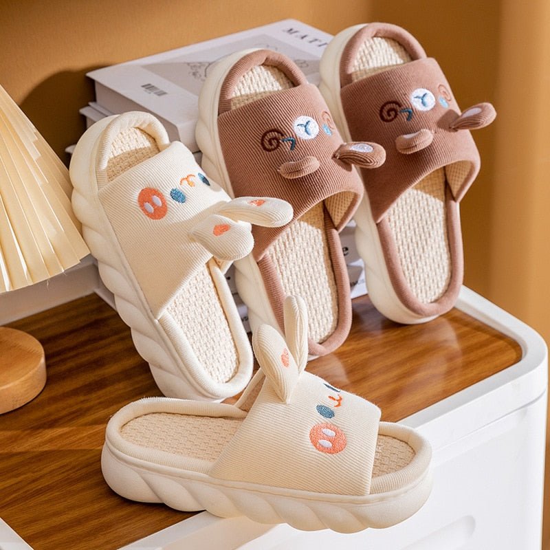 Kawaiimi - flip-flops, shoes & slippers for women - Cotton Rabbit & Choco Bear Slippers - 1