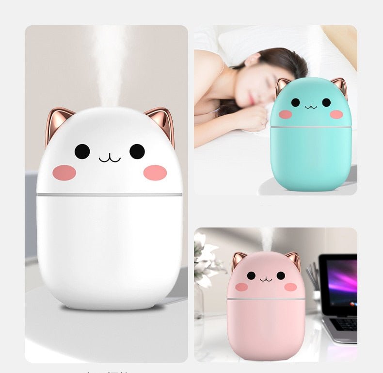 Kawaiimi - home & living - Cute Blushing Cat Air Humidifier Night Light - 10