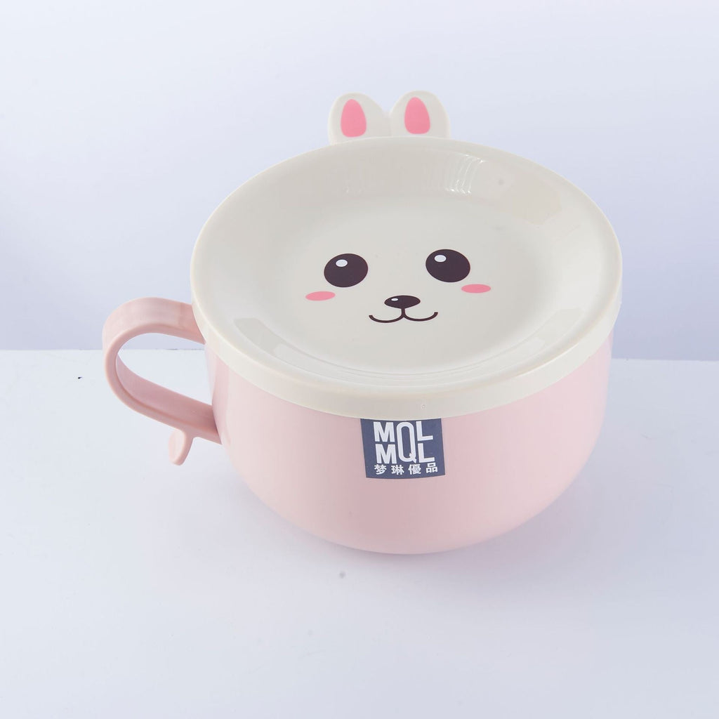 Kawaiimi - home & living - Cute Bunny Noodle Bowl with Lid and Spoon - 4