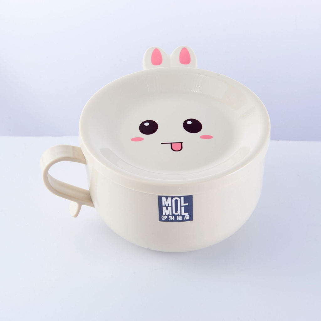 Kawaiimi - home & living - Cute Bunny Noodle Bowl with Lid and Spoon - 2