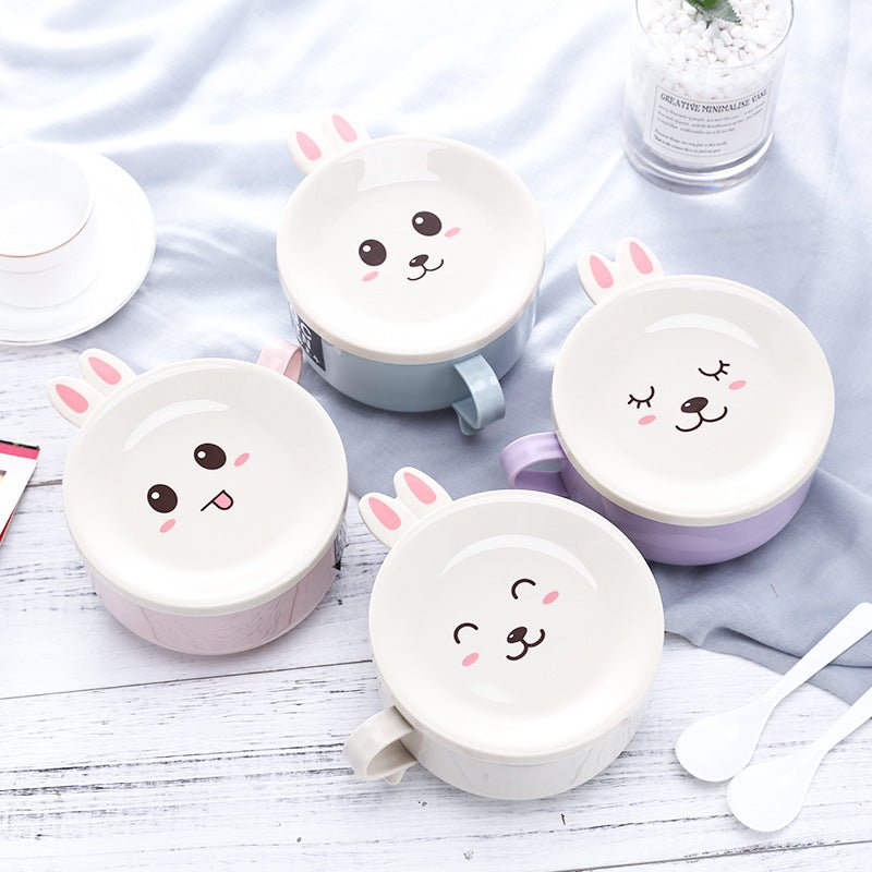 Kawaiimi - home & living - Cute Bunny Noodle Bowl with Lid and Spoon - 10