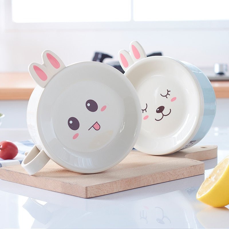 Kawaiimi - home & living - Cute Bunny Noodle Bowl with Lid and Spoon - 7