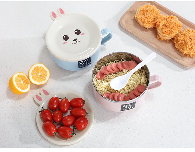 Kawaiimi - home & living - Cute Bunny Noodle Bowl with Lid and Spoon - 11