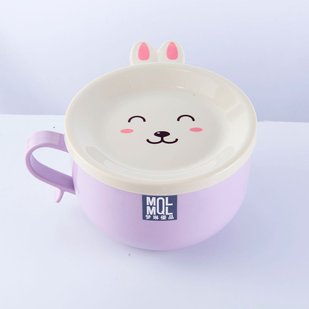 Kawaiimi - home & living - Cute Bunny Noodle Bowl with Lid and Spoon - 5
