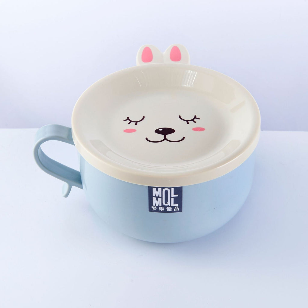 Kawaiimi - home & living - Cute Bunny Noodle Bowl with Lid and Spoon - 3