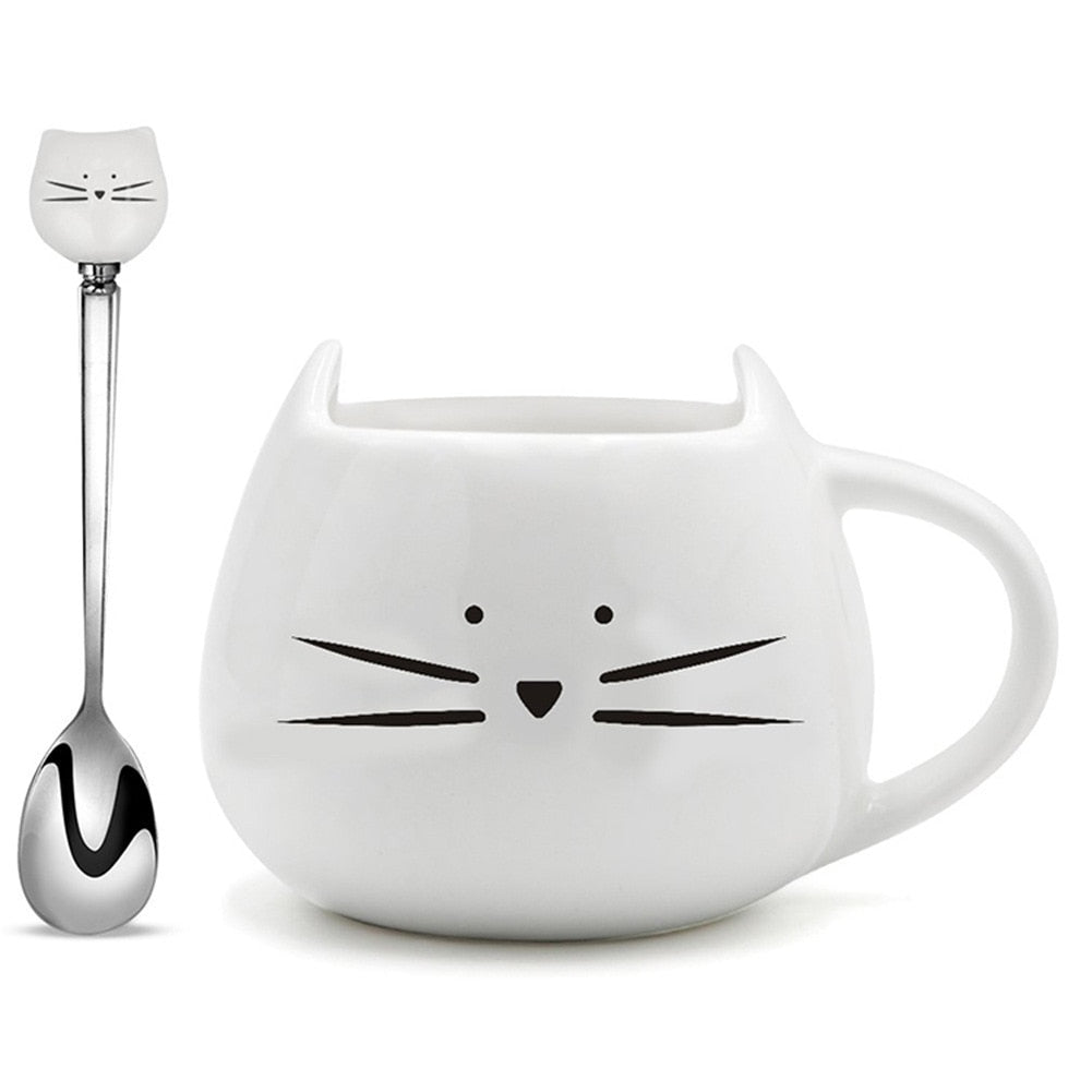 Kawaiimi - home & living - Cute MeowCat Mug with Tea Spoon - 2