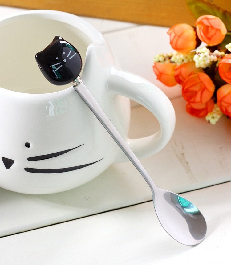 Kawaiimi - home & living - Cute MeowCat Mug with Tea Spoon - 7