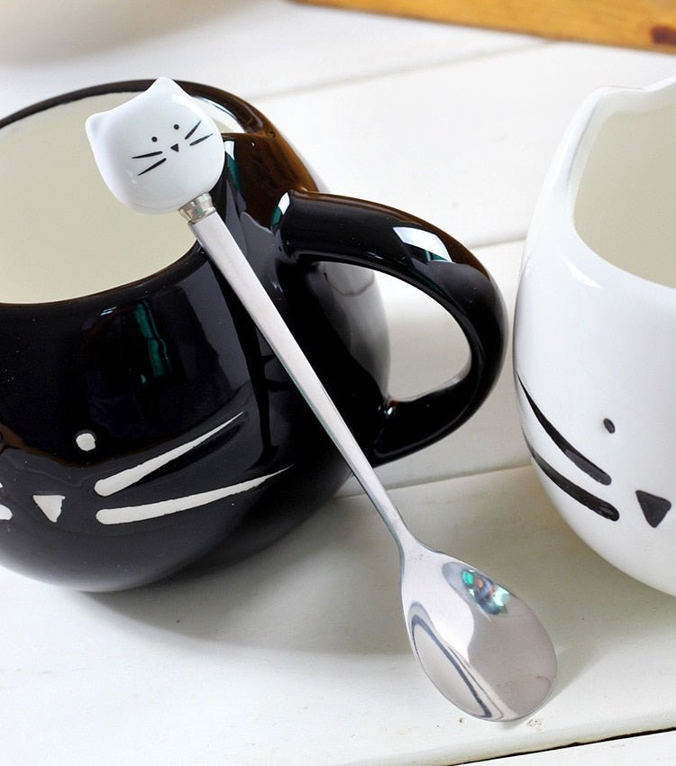 Kawaiimi - home & living - Cute MeowCat Mug with Tea Spoon - 4