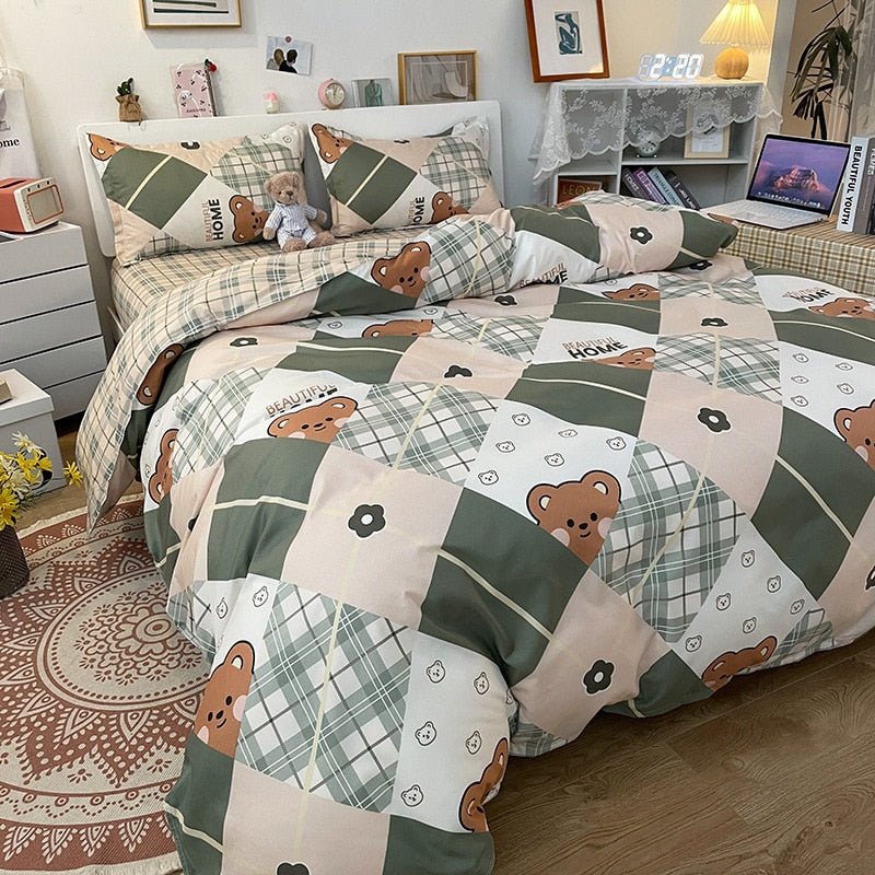 Kawaiimi - home & living - Cute Sneaky Bear Bedding Set - 1