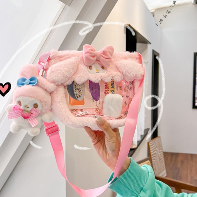 Kawaiimi - tote bags & hand bags for girls and kids - Fluffy Sanrio Plush Crossbody Bag - 9