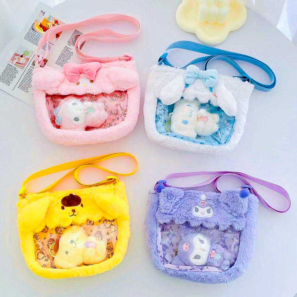 Kawaiimi - tote bags & hand bags for girls and kids - Fluffy Sanrio Plush Crossbody Bag - 1