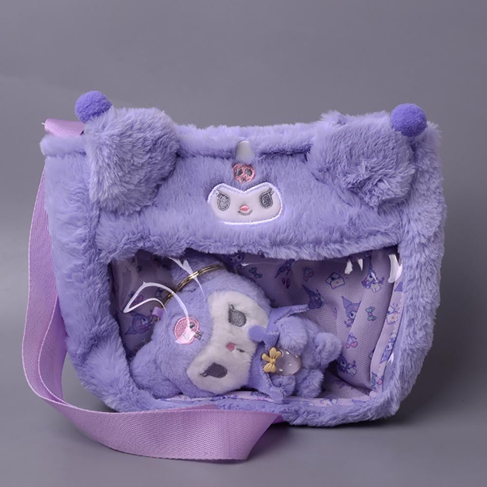 Kawaiimi - tote bags & hand bags for girls and kids - Fluffy Sanrio Plush Crossbody Bag - 2