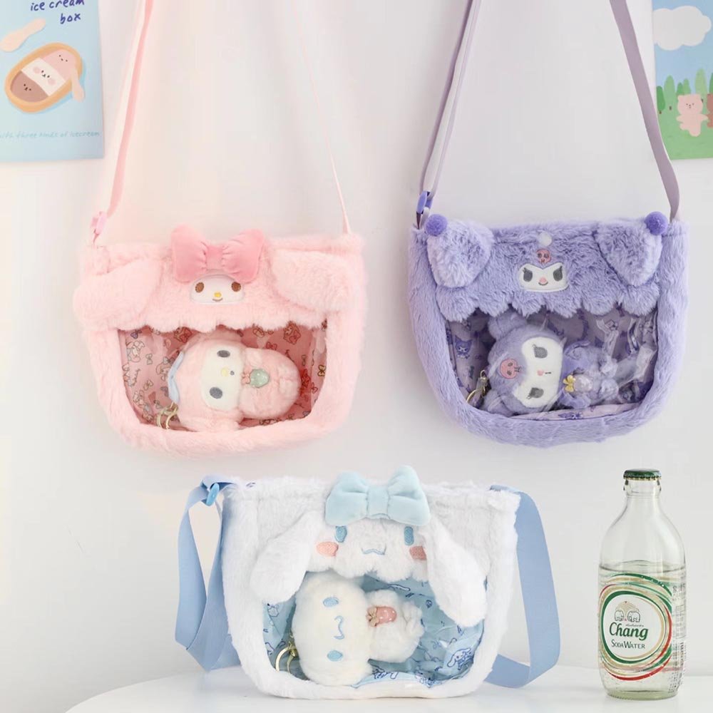 Kawaiimi - tote bags & hand bags for girls and kids - Fluffy Sanrio Plush Crossbody Bag - 6