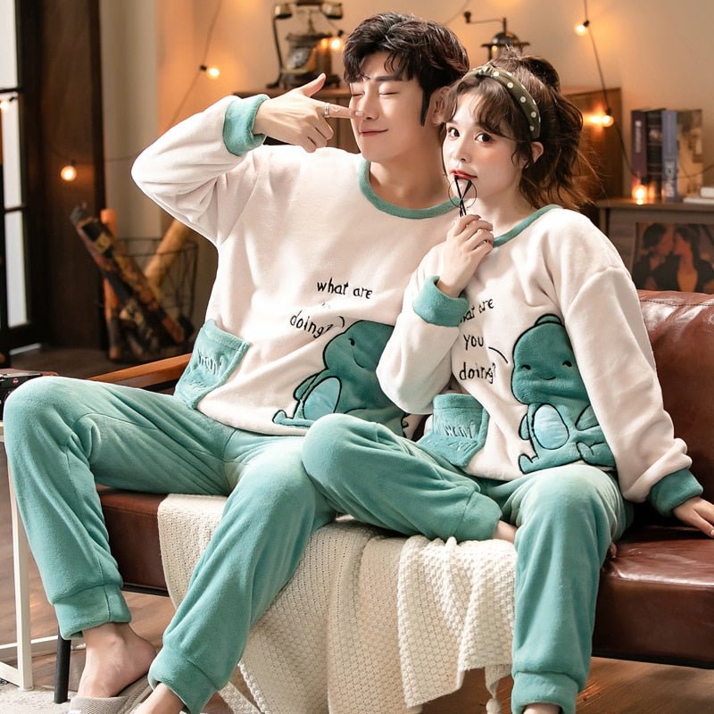 Kawaiimi - mens & womens winter pyjamas - Friendly Dino Pajamas Set - 3