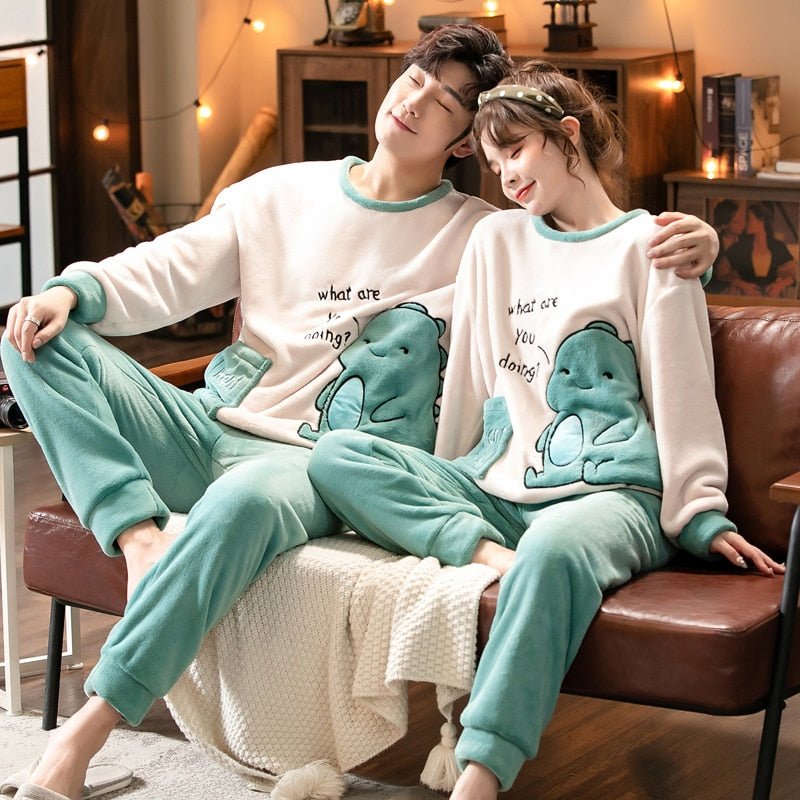 Kawaiimi - mens & womens winter pyjamas - Friendly Dino Pajamas Set - 5