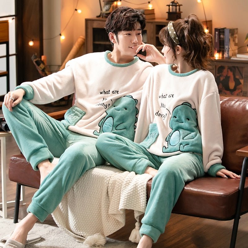 Kawaiimi - mens & womens winter pyjamas - Friendly Dino Pajamas Set - 1