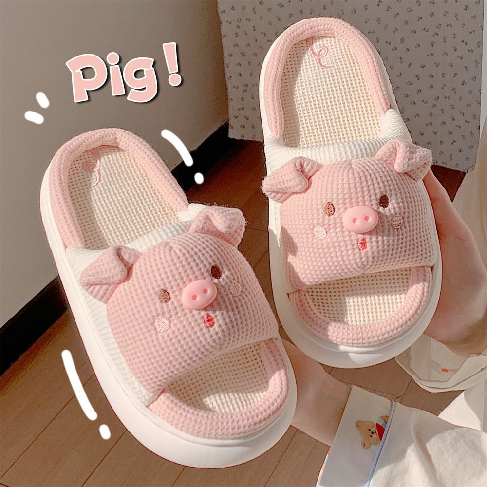 Kawaiimi - flip-flops, shoes & slippers for women - Honey Piglet Slippers - 1