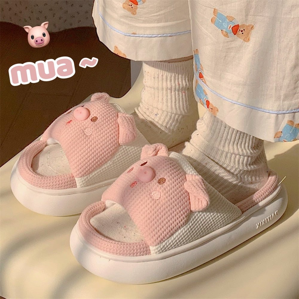 Kawaiimi - flip-flops, shoes & slippers for women - Honey Piglet Slippers - 3