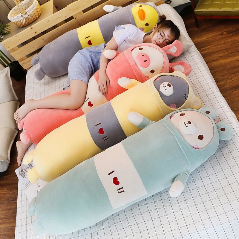 Kawaiimi - plush toys - I love You Giant Animal Friend Long Pillow - 1