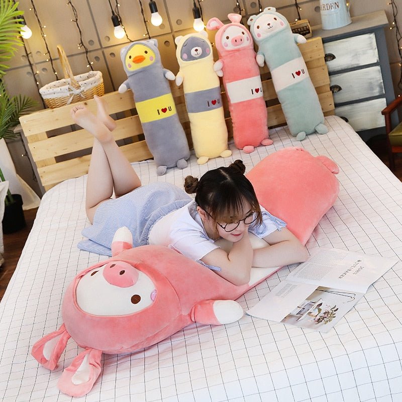 Kawaiimi - plush toys - I love You Giant Animal Friend Long Pillow - 14