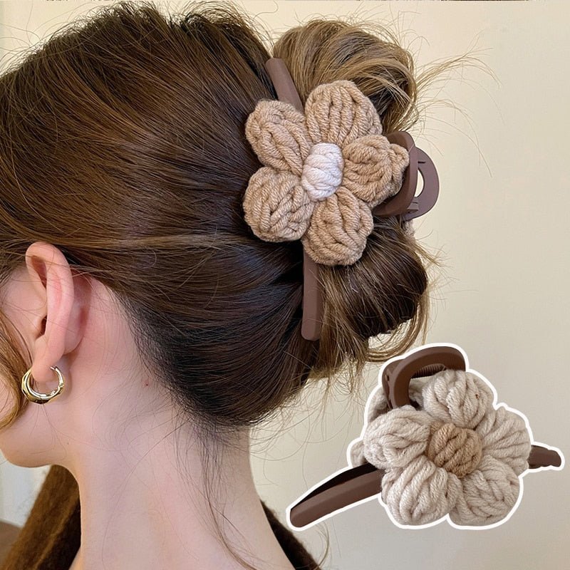 Kawaiimi - apparel & accessories - Jumbo Crochet Flower Hair Clip - 2