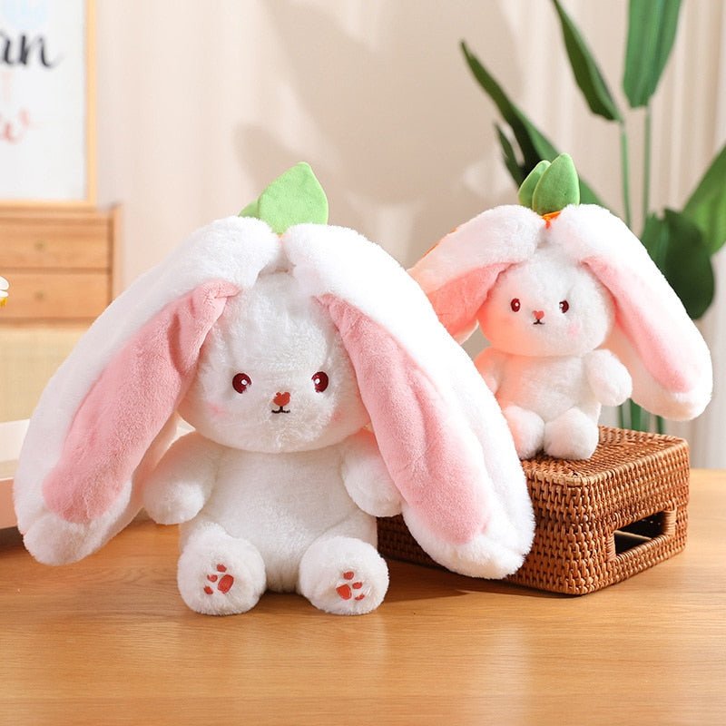 Kawaiimi - plush toys - Kawaii Bunny in Strawberry & Carrot Hiding Bag - 25
