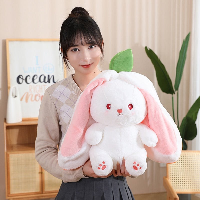 Kawaiimi - plush toys - Kawaii Bunny in Strawberry & Carrot Hiding Bag - 19