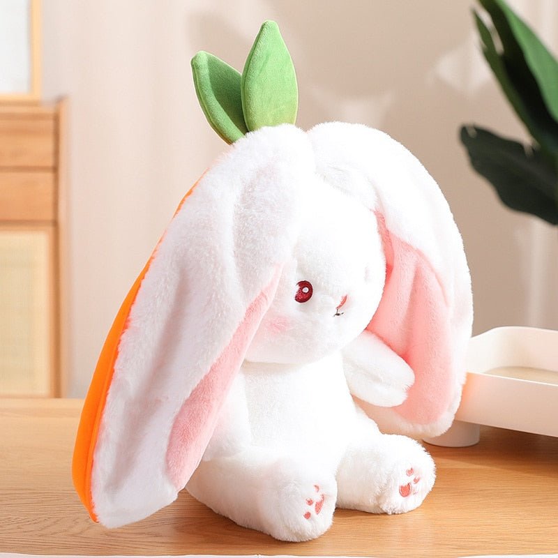 Kawaiimi - plush toys - Kawaii Bunny in Strawberry & Carrot Hiding Bag - 22