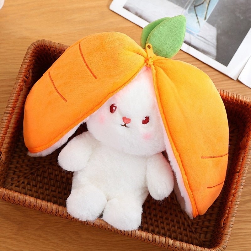 Kawaiimi - plush toys - Kawaii Bunny in Strawberry & Carrot Hiding Bag - 8